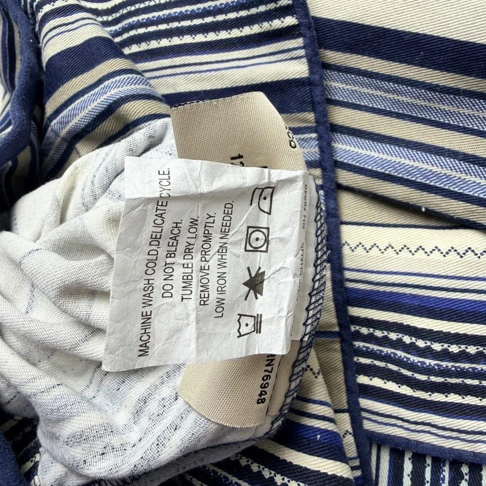 Set of 2 Columbia Blue Ticking Stripe Pillow Shams 20x34 Coastal Beachy Nautical